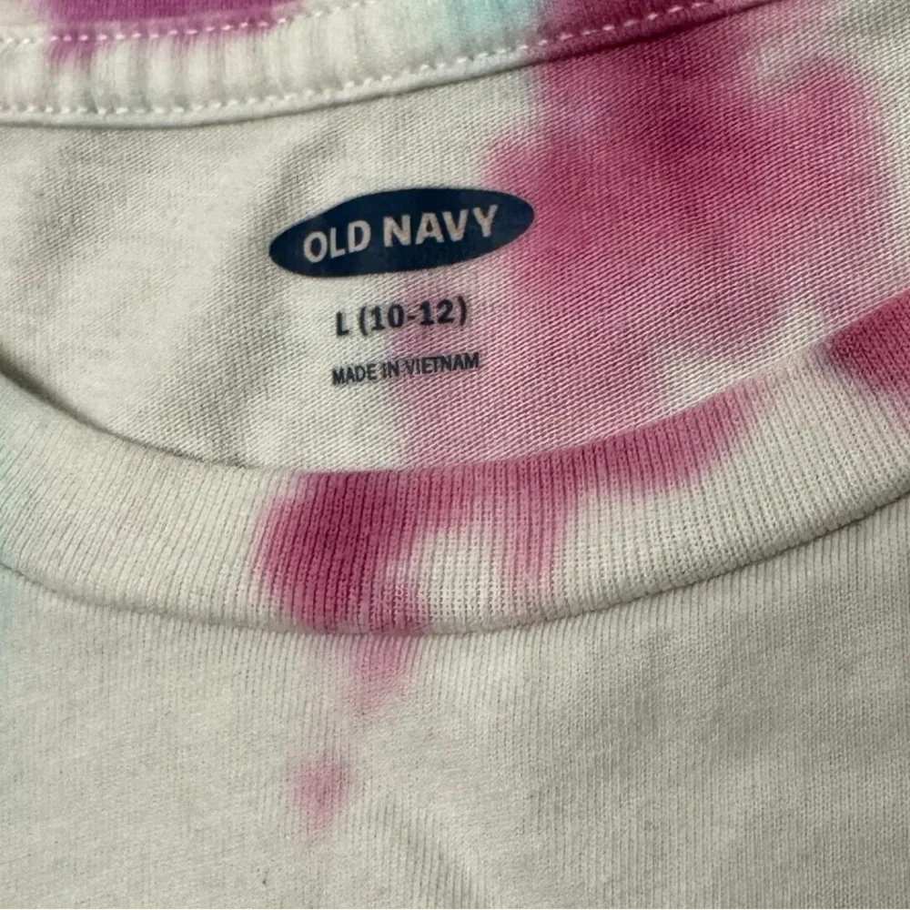 Old Navy | Kids White Shirt with Colorful Purple Yellow Turquoise Tie-Dye Tee